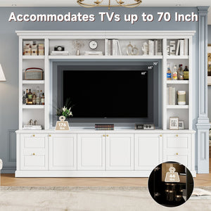 English Elm All-in-one Modern Entertainment Center with Bookcase Shelves for Living Room Display White N710S688101K