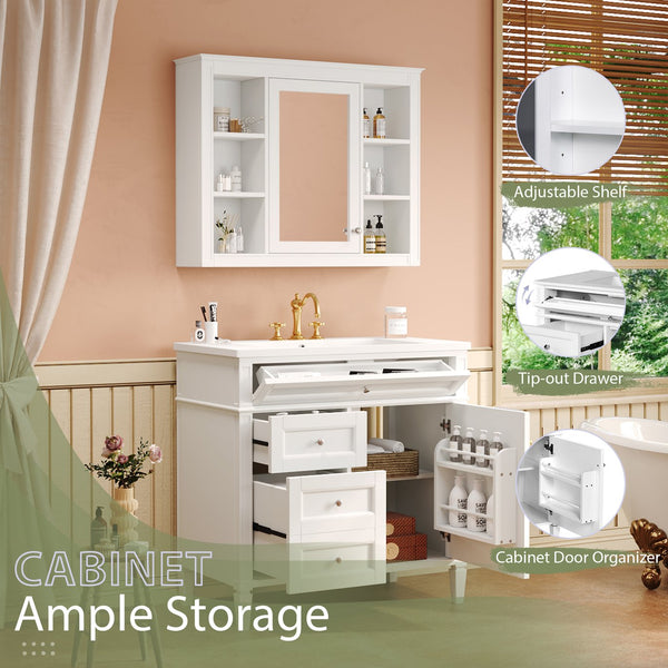 English Elm 36'' Modern Bathroom Vanity Set With Medicine Cabinet, Soft-Close Drawers & Stylish Design For Storage SW000134AAK-1