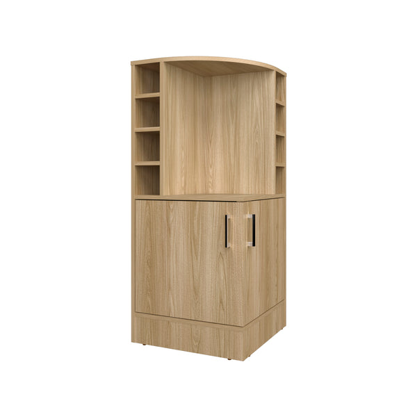 English Elm Bar Cabinet with Concealed Double Doors and 8 Wine Bottle Slots, Durable Engineered Wood Storage Solution Natural Wood 47.2 L x 23.23 W x 4.72 H B097P296835
