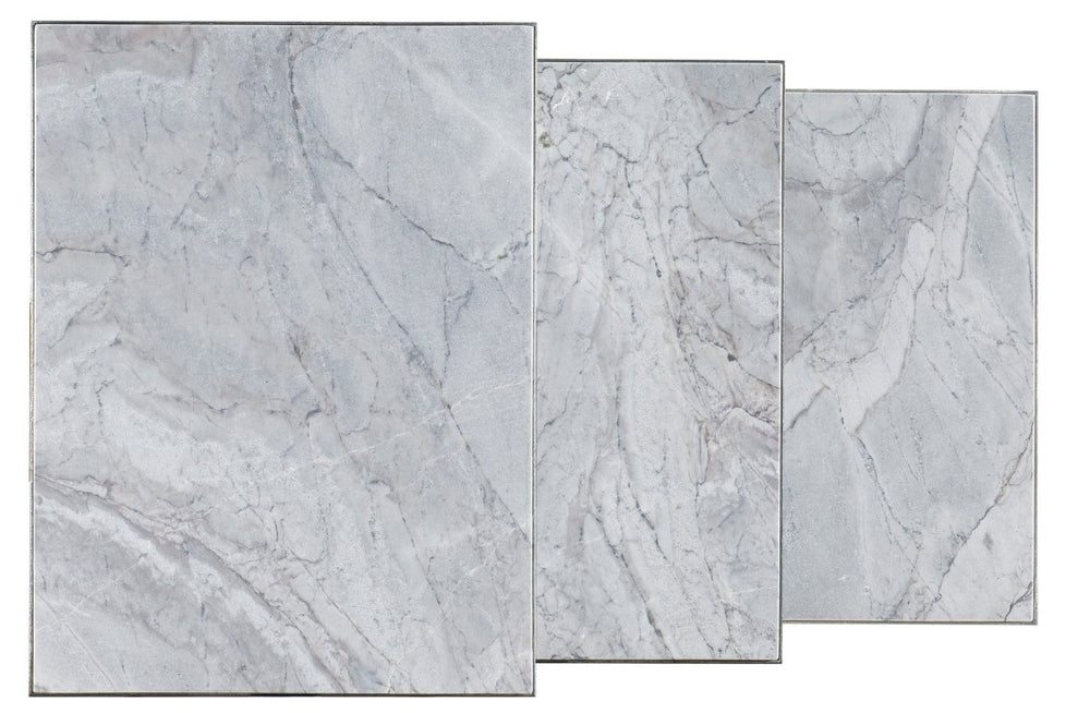 Hooker Furniture Melange Bianca Nesting Tables Set Of 3 — Distressed Gray Metal Bases With San Juan Slate Tops, Versatile Elegance 628-50028-40