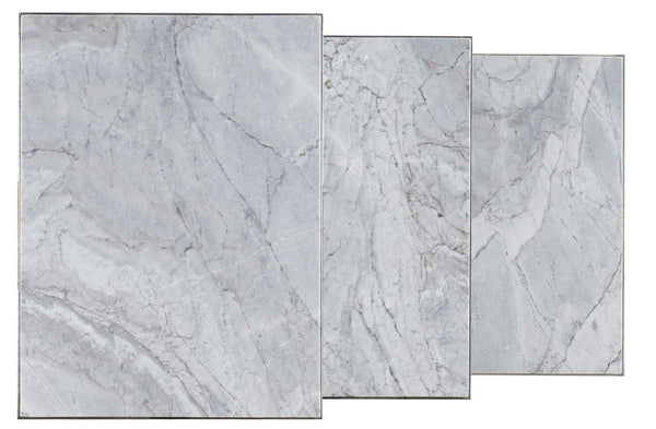 Hooker Furniture Melange Bianca Nesting Tables Set Of 3 — Distressed Gray Metal Bases With San Juan Slate Tops, Versatile Elegance 628-50028-40