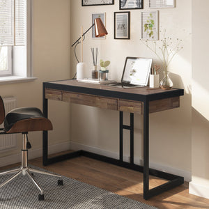 English Elm Erina Small Desk - Handcrafted Rustic Acacia Wood With Metal Frame - Stylish Workspace Solution B136P158631