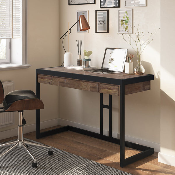 English Elm Erina Small Desk - Handcrafted Rustic Acacia Wood With Metal Frame - Stylish Workspace Solution B136P158631