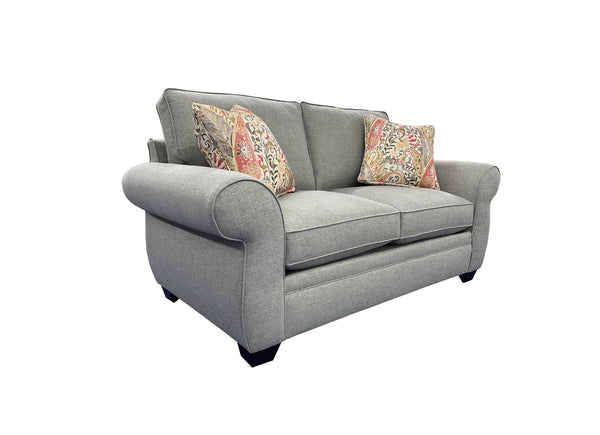 Porter Designs Porter Oasis Transitional Loveseat - Overstuffed Comfort In Gray With Floral Accent Pillows Gray Fabric 01-207-02-6329