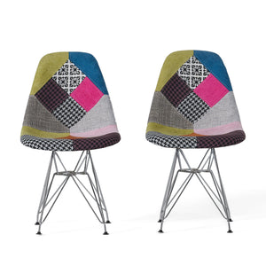 English Elm Patchwork Geometric Bohemian Accent Chairs Set of 2 with Chrome Legs for Eclectic Spaces 56395.00