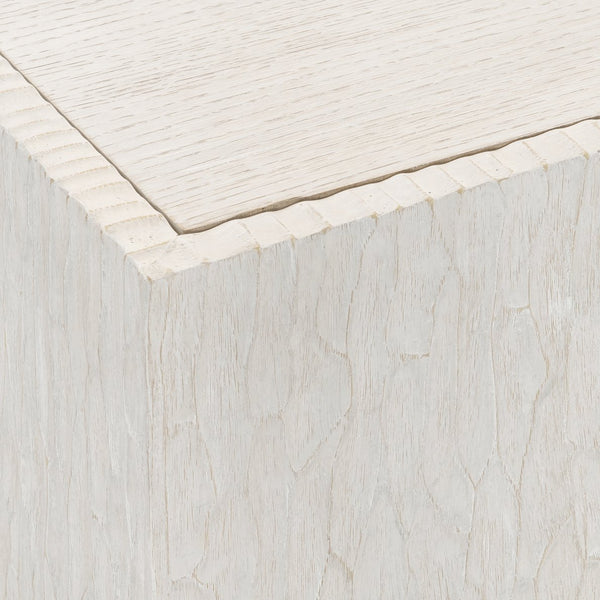 Bernhardt Bernhardt Solaria Square Cocktail Table—44" Weathered Bone Chiseled Cast-Resin Frame, Wood Inset Top And Hidden Casters 310023