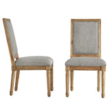 Homelegance By Top-Line Mayer Rectangular Linen and Wood Dining Chairs (Set of 2) Grey Rubberwood