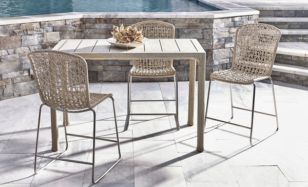 Bernhardt Bernhardt Carmel Counter Stool — Weather-Ready Twisted Abaca Weave, Stainless Steel Frame, Durable Comfort X03583