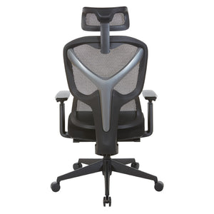 OSP Home Furnishings Mesh Back Ergonomic Manager Chair with Lumbar Support Headrest and Synchro Tilt Control 71142HR-3
