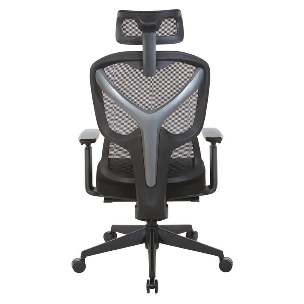 OSP Home Furnishings Mesh Back Ergonomic Manager Chair with Lumbar Support Headrest and Synchro Tilt Control 71142HR-3