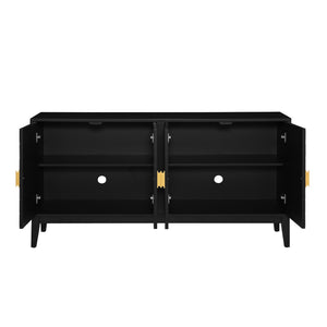 English Elm Christopher Knight Home® - 4-Door Elegant Sideboard Storage Cabinet With Gold Handles - Modern Black Design For Living & Dining N759P192449B