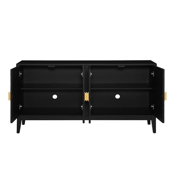 English Elm Christopher Knight Home® - 4-Door Elegant Sideboard Storage Cabinet With Gold Handles - Modern Black Design For Living & Dining N759P192449B