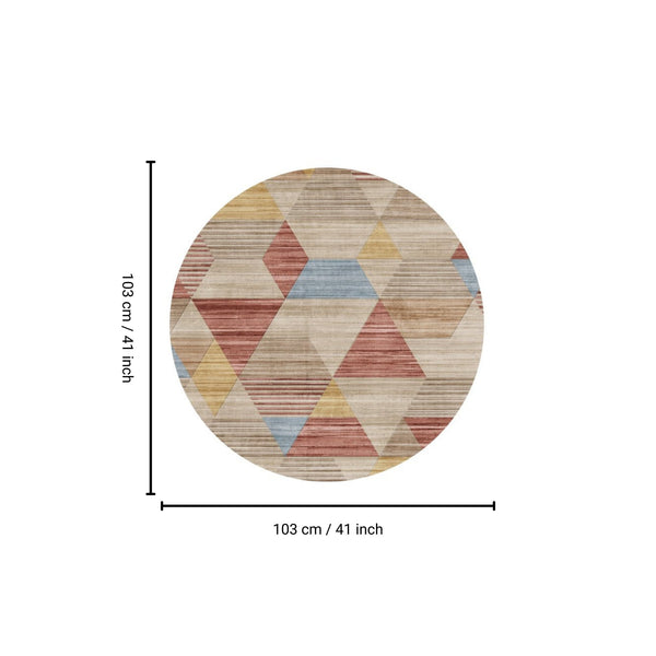 English Elm RABBIT Ivory Multi 41" Round Washable Non-Slip Rug – Durable Polyester, Kid & Pet Friendly, Foldable B186P261395