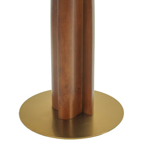 English Elm Modern Round Dining Table - 33.5" Sintered Stone Top With Wooden Legs & Gold Base For Small Spaces P4 W1535S00602-GIGA