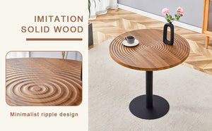 English Elm Table Set: 31.5" Dark Wood Grain Round Dining Table & 4 Brown Tech-Fabric Chairs For Small Spaces W1151S02482-GIGA