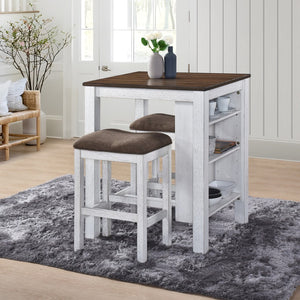 English Elm [3-Piece] Stylish Counter Height Dining Set With Built-In Storage, Cushioned Stools, Space-Saving Charm W2537P211110-GIGA