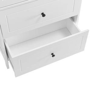 English Elm Bathroom Storage Cabinet with Two Doors and Drawers, Adjustable Shelf, MDF Finish, Slim 28"L x 15"W White N725P188460K