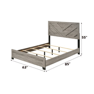 English Elm Mari Contemporary Queen Bed Frame in Gray Wood Finish with 10" Clearance, 220lb Capacity, Slat Support Light Gray 48.3 L x 34.3 W x 19.3 H B2726S00448