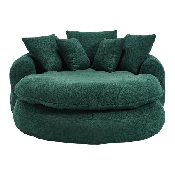 English Elm Oversized Memory Foam Chenille Bean Bag Sofa with Ergonomic Back Support, 3 Large & 2 Small Pillows Emerald W395P359413