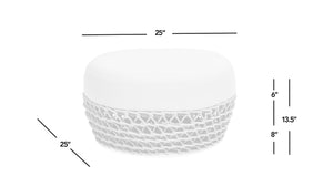 English Elm Willow Round Outdoor Ottoman Woven Olefin Upholstery Uv Resistant Patio Footrest B2719P245995