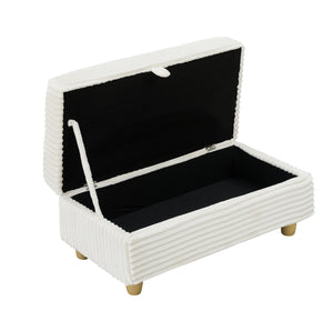 English Elm White Corduroy Single Sofa with Built-In Arm Storage, Ottoman Storage, Removable Covers, 57" W1658S00138