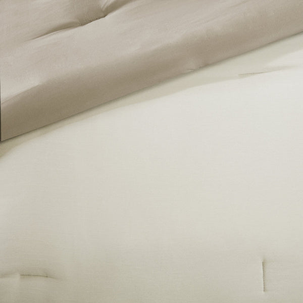 English Elm 7 Piece Comforter Set In Taupe & Brown - Elegant Queen Bedding Ensemble With Decorative Pillows B03597132