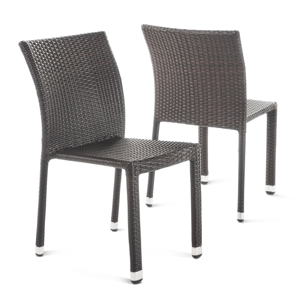 English Elm Christopher Knight Home® - LARACHE Elegant Outdoor Armless Rattan Dining Chairs Set of 2 – Stackable, Textured Wicker Comfort Brown Multi 39.3 L x 28.5 W x 22.5 H N776P610544M