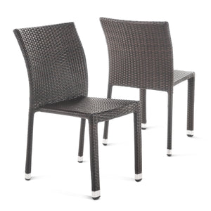 English Elm Christopher Knight Home® - LARACHE Elegant Outdoor Armless Rattan Dining Chairs Set of 2 – Stackable, Textured Wicker Comfort Brown Mix 39.3 L x 28.5 W x 22.5 H N776P610522M