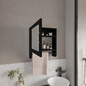 English Elm Medicine Compact Wall Cabinet with Mirror Door, Engineered Wood Storage, Durable, Space-Saving Design Black 20.28 L x 18.31 W x 2.36 H B097P250834