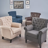 Christopher Knight Home® Greggory Beige Club Chair - Tufted, Birch Wood Frame, Stylish Fabric, Multiple Options