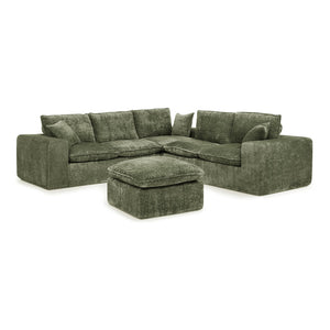 English Elm 107'' Boucle Modular Sectional Sofa Deep Cloud Cushions Reversible Chaise Living Room Green W1413S00167