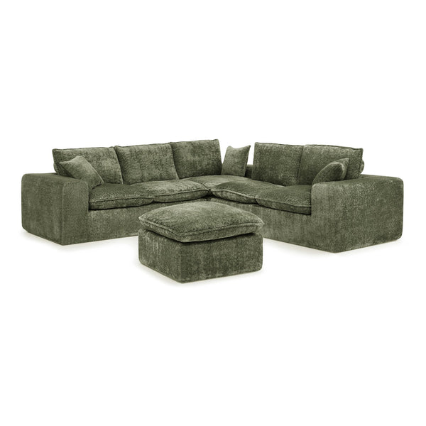 English Elm 107'' Boucle Modular Sectional Sofa Deep Cloud Cushions Reversible Chaise Living Room Green W1413S00167