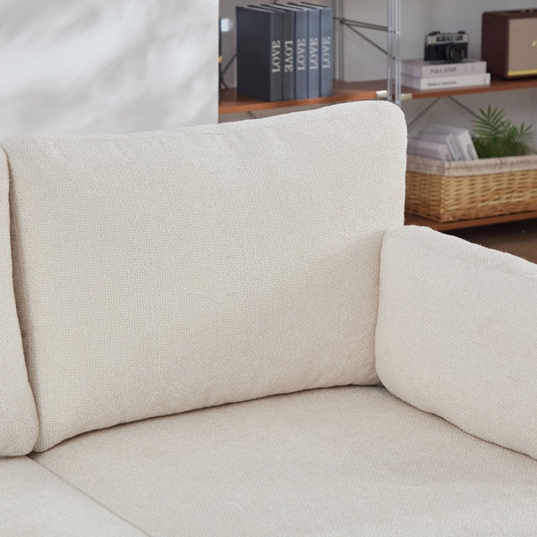 English Elm 63.39" Chenille Convertible Sofa Bed with Pocketed Spring Cushions for Modern Living Spaces Ivory W3189S00032