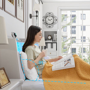 English Elm Queen Ergonomic Headboard Platform Bed with Built-In Outlets, USB Charger, LED Light & Shelf Storage White W3107P327867