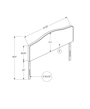 English Elm Bed, Button-Tufted Upholstered Headboard for Queen Bed with Solid Wood Frame and Linen Look Fabric White 59 L x 27 W x 3 H B2710P219562