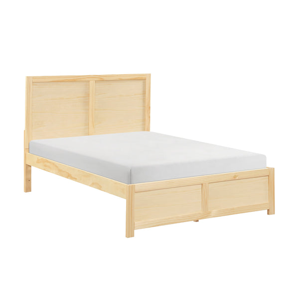English Elm Contemporary Full Platform Bed Tall Headboard Natural Pine Wood Scandinavian Bedroom Frame B011S02455