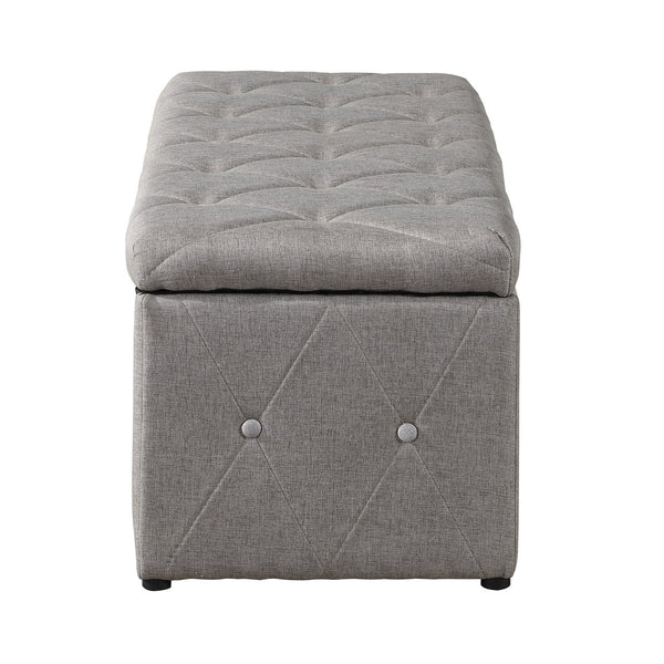 English Elm 1 Set of Two Linen Upholstered Rectangular Storage Ottomans for Bedroom Living Room W2297P455290