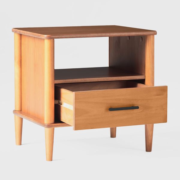 Spindle Mid-century Modern Nightstand with Drawer and Open Cubby for Stylish Storage Solutions