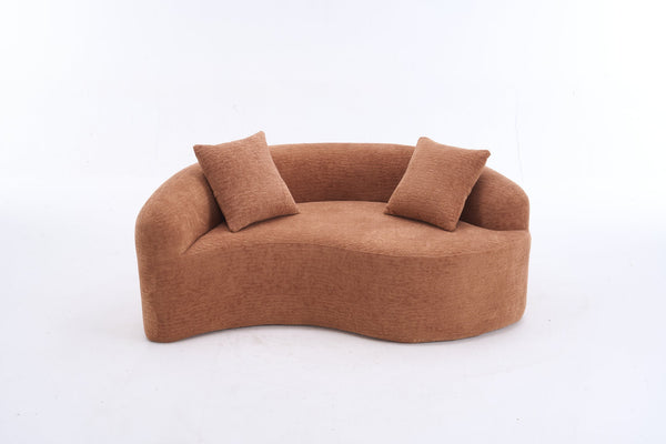 English Elm LY-042 Zen-Inspired S-Curved Dual-Depth Loveseat with Chenille Upholstery, Ready-to-Use Comfort Coral W2231P329722