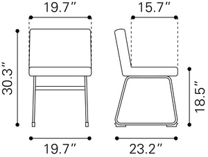 Pago Dining Chair - Set of 2 Gray 110070 Zuo Modern