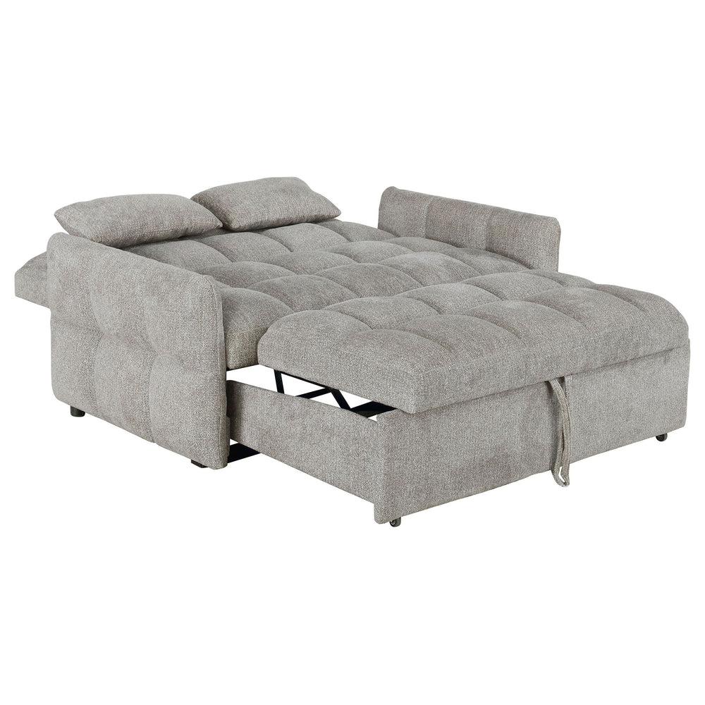 English Elm Alvara Light Grey Tufted Sleeper Sofa Bed with 1" Memory Foam Topper, Compact Chic Pull-Out Couch Guest Bed B062P357829