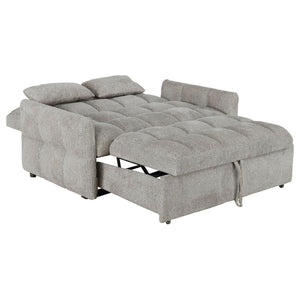 English Elm Alvara Light Grey Tufted Sleeper Sofa Bed with 1" Memory Foam Topper, Compact Chic Pull-Out Couch Guest Bed B062P357829