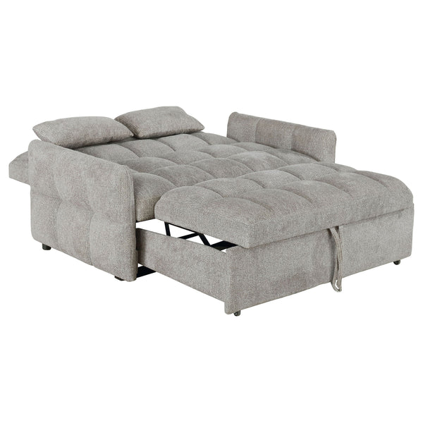 English Elm Alvara Light Grey Tufted Sleeper Sofa Bed with 1" Memory Foam Topper, Compact Chic Pull-Out Couch Guest Bed B062P357829