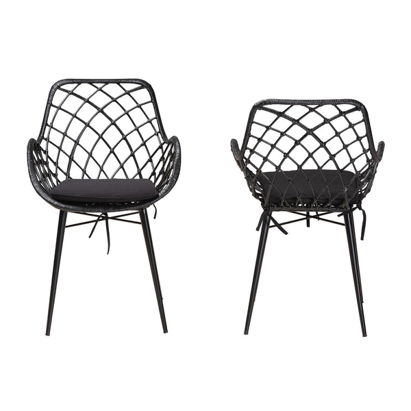 English Elm Modern Boho Rattan Rod Dining Chair Set of Two with Crisscross Base for Casual Spaces B2750P420431