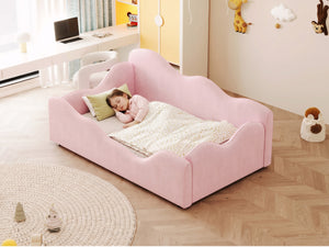 English Elm Upholstered Cloud Toddler Daybed Pink Velvet Safety Rails Kids Bedroom Ages 1 to 6 N899P452424H