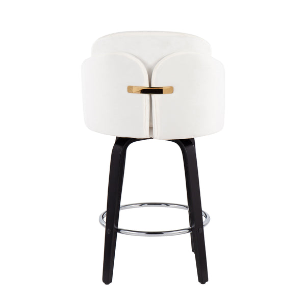 English Elm 26" Mid-century Swivel Counterstools Walnut Legs Camel Faux Leather Seat Set of 2 B202S00225