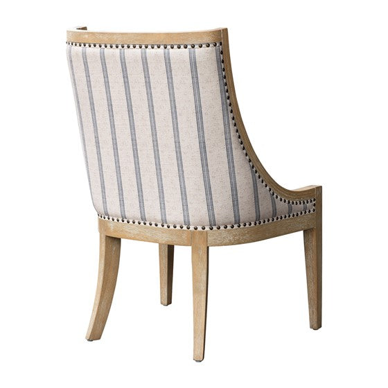 English Elm Upholstered Reclaimed Wheat Dining Chair with Nailhead Trim, Solid Wood Frame, 300 lb Capacity, Polyester Upholstery B035P256569