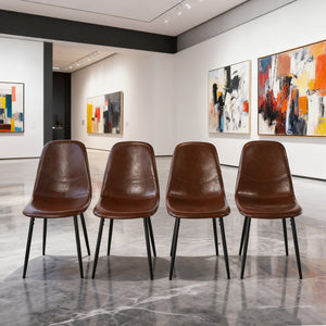 English Elm Pvc Sleek Matte Black Dining Chair Set of 4 for Kitchen Studio or Cafe Use W3766P436152