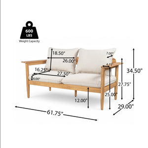 English Elm Terassi Solid Acacia Wood Outdoor Chat Set with Cushioned Club Chairs and Sofa TERASSI 3PCS CHAT SET