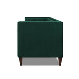 English Elm Jack 84" Modern Tuxedo Tufted Sofa, Evergreen Velvet